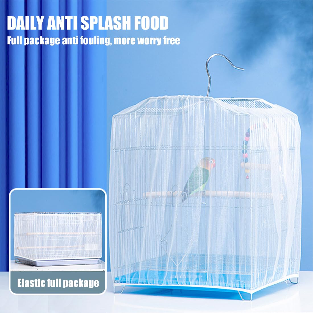 Gabbia per uccelli universale extra large da 1 pezzo, copertura in rete, rete di ventilazione morbida, adatta per pappagalli Ara Circonferenza regolabile 150-200 cm