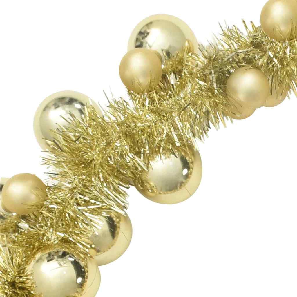 Weihnachtskugelgirlande Gold 186 cm aus Polystyrol für Innen und Außenbereich, leicht, faltbar und langlebig, festliche Dekoration für Wohnzimmer, Tür, Geländer und Advent