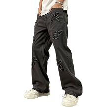 Mens Super Baggy Jeans Wide Leg Pants Hip Hop Y2K Loose Fit Denim Jeans Skater Trousers Streetwear