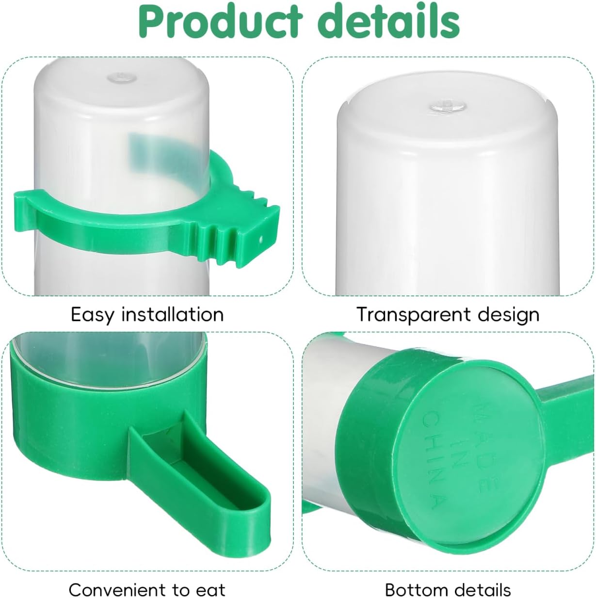 BESTonZON Bird Water Feeder for Cage 10 Pack Automatic Drinking Bowls for Parrots and Pigeons 3.34 X 2.75 X 1.57 in Compact Water Dispenser for Easy Cage Feeding image 5