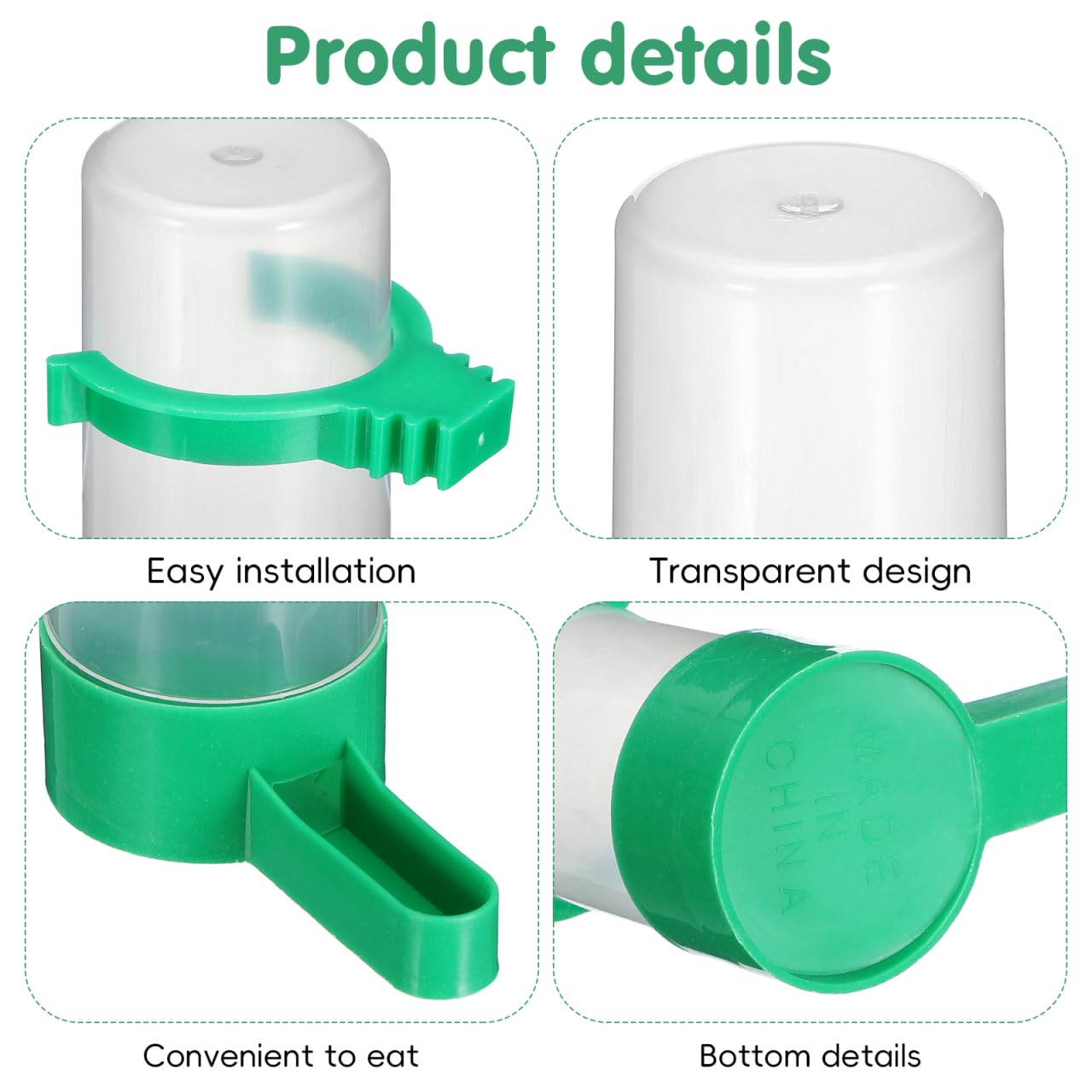 Hohopeti Distributeur d'eau Automatique pour Oiseaux en Cage 10 Pièces Abreuvoir pour Perroquets Et Pigeons Anti-Gaspillage 60Ml Bec Incliné Fixation Universelle en Plastique Abs Robuste