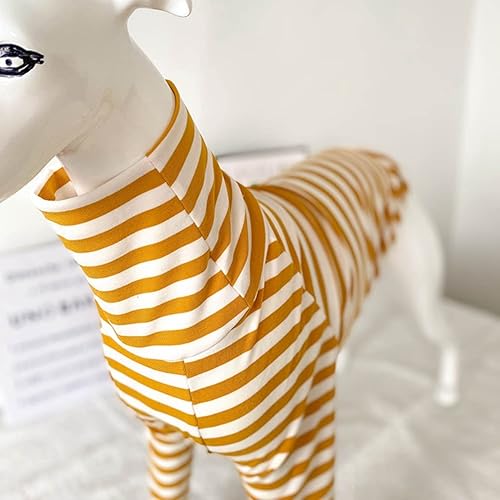 Miniatura 10 de Greyhound Clothes - Mameluco básico de algodón suave con cuello alto a rayas, chaleco de manga larga, sudadera elástica, pijama para perro italiano,