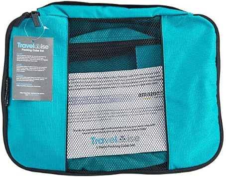 TravelWise Luggage Packing Organization Cubes 5 Pack, Teal, 2 Small, 2 Medium, 1 Large (TWPC-24)