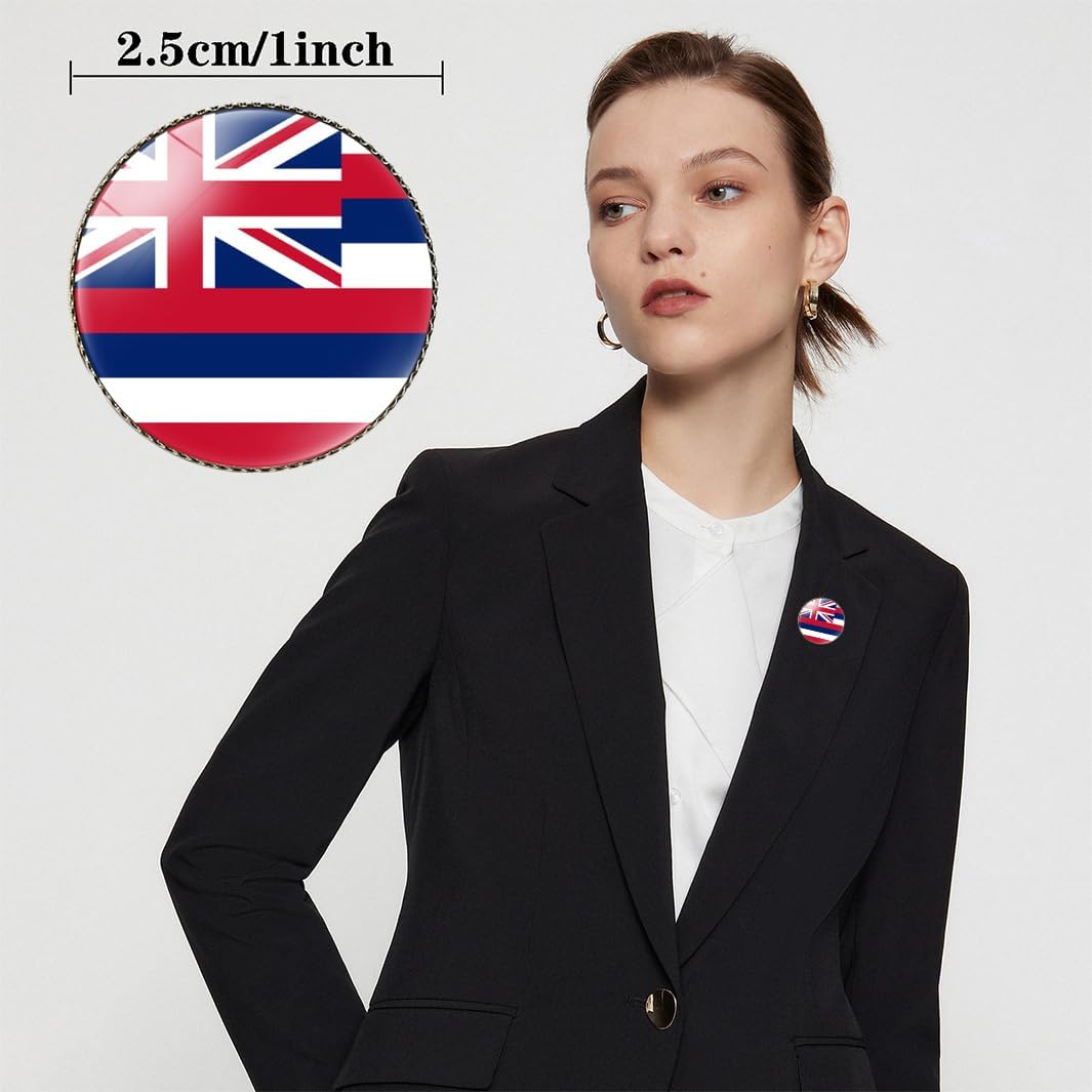 4 Pcs Hawaii Flag Pin Round 1 Inch, Lapel Pins Souvenir Badge for Hat Clothes Backpack,Hawaiian Flag Brooch Accessories Party Favors,Patriotic Pin Accessories for Men/Women - Image 2