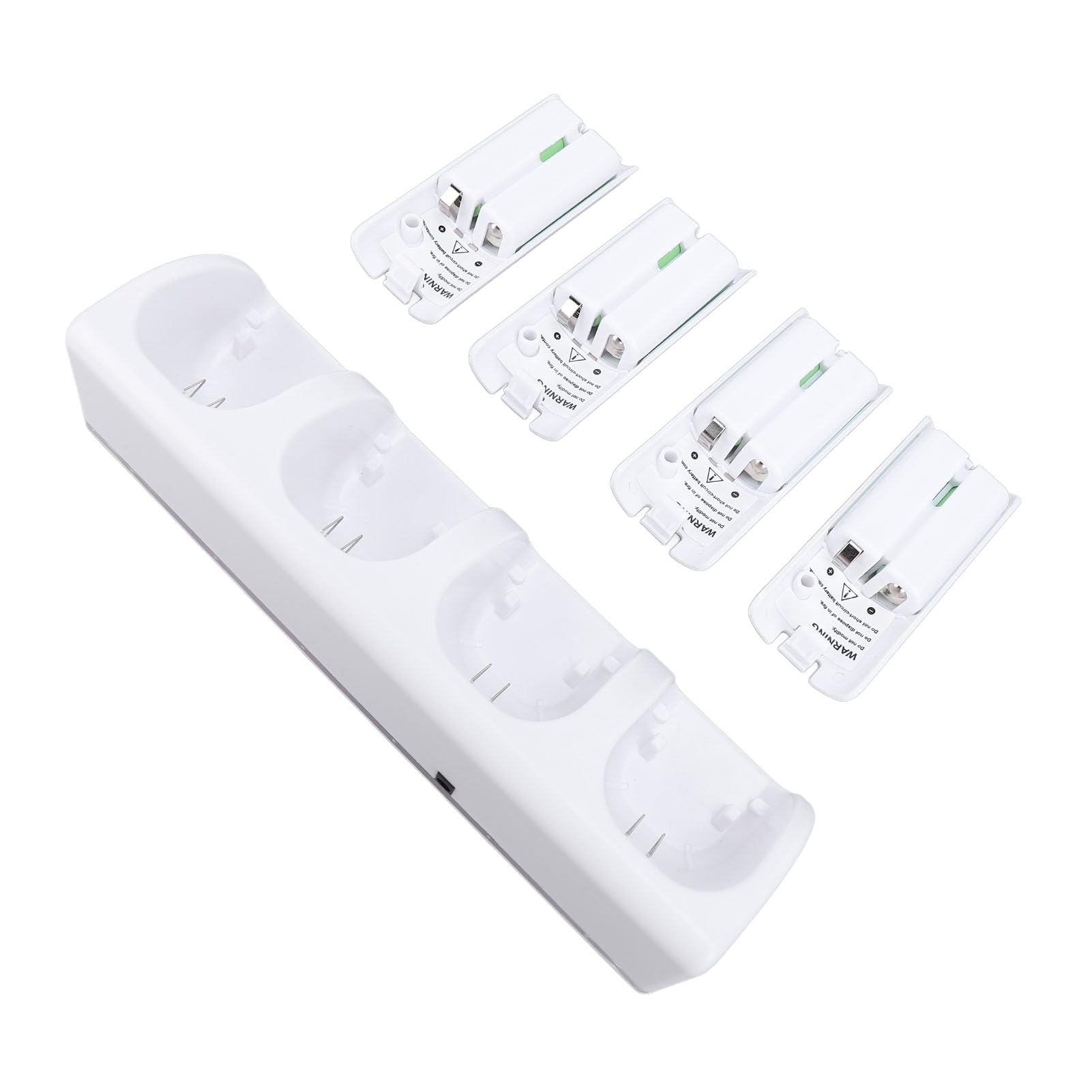4 Fernbedienung Ladegerät Dock Station für Controller Ladestation mit 2800mAh Packs, LED-Licht-Display, USB-Kabel, Modisches Design (White)