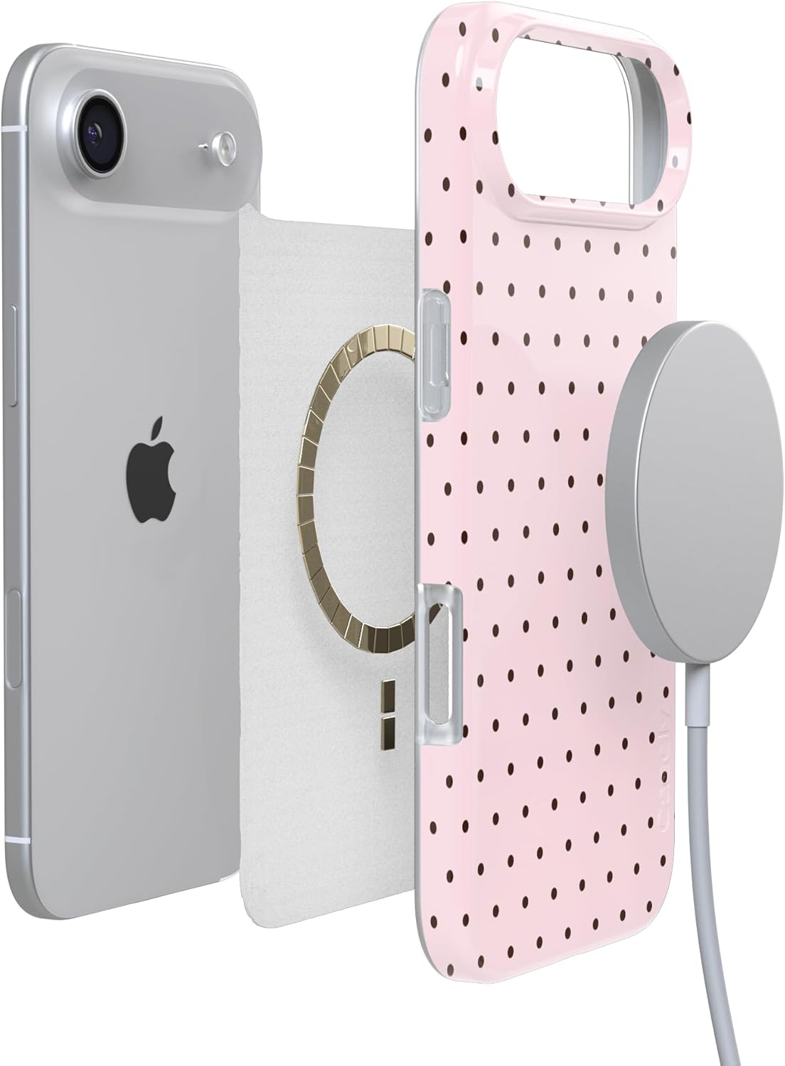 Casely iPhone 17 Air Case | On the Dot | Pink & Brown Polka Dot | Compatible with MagSafe | Classic Ultra Slim Design