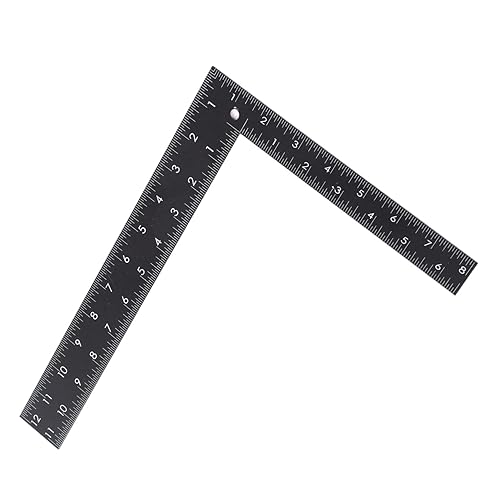 Bettomshin 1 regla cuadrada en forma de L de metal negro, 11.81 x 7.87 pulgadas, pequeña regla cuadrada de medición de acero inoxidable templado