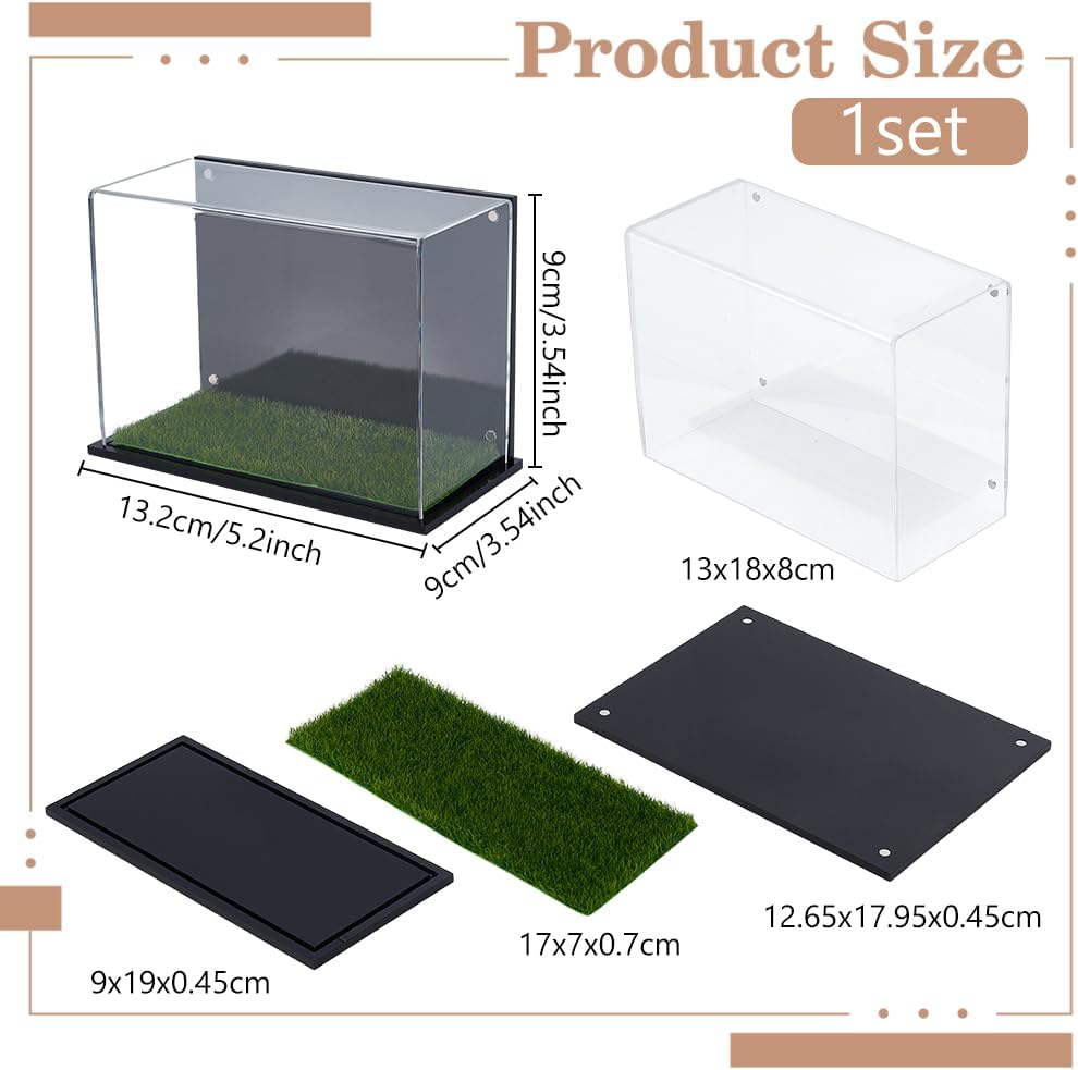 FINGERINSPIRE Golf Ball Display Case Stand with Turf Base 3.5x5.2x3.5inch Acrylic Golf Ball Display Box Black Magnet Display Case Assemble Protective Golf Ball Holder Display Case for Display Storage