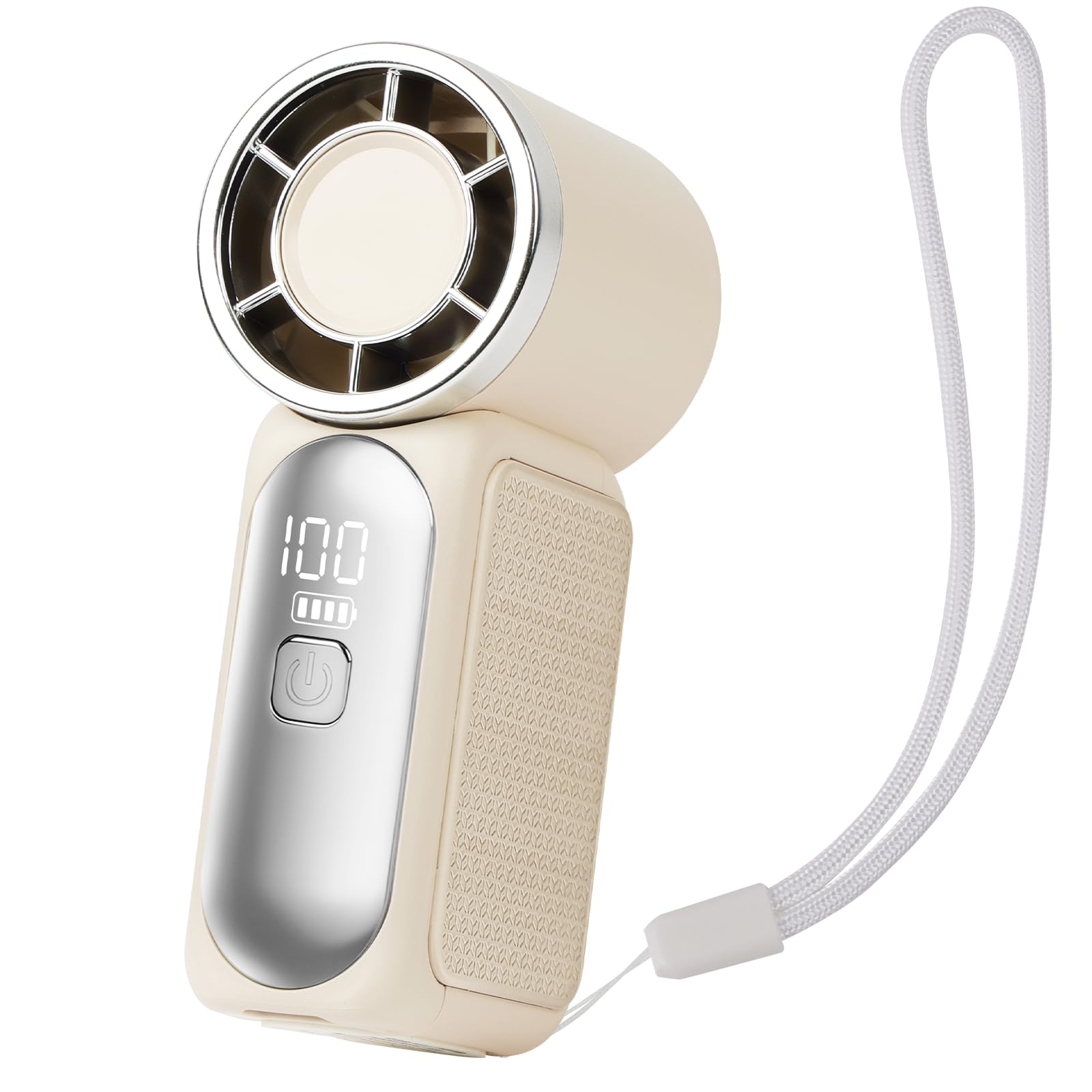AUAUY Przenośny wentylator ręczny, USB mini wentylator z 6 poziomami prędkości, wydajny, ręczny wentylator z wyświetlaczem LED, mały, ręczny do podróży, biura, na zewnątrz, do makijażu (biały)