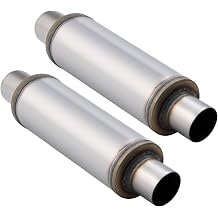 2.25 Inch Exhaust Muffler, 2.25" Inlet/Outlet 20" Overall Length Resonator, Stainless Steel Straight Through Design Performance Muffler, 2 PCS