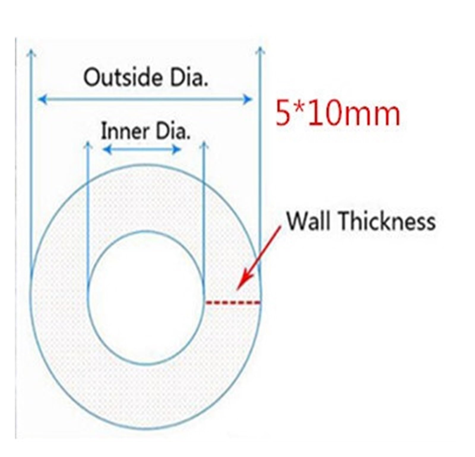 Manguera de tubo silicona Tubo de silicona transparente de 10 metros, 2, 4, 6, 8, 10, 12, 16 y 20mm, manguera de goma Flexible for jardín, tubo suave for acuario(5x10 mm,10 Meter)