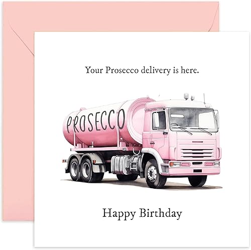 Old English Co. Prosecco - Divertida tarjeta de cumpleaños para mujer, divertidas tarjetas de cumpleaños para mujeres, divertida tarjeta de