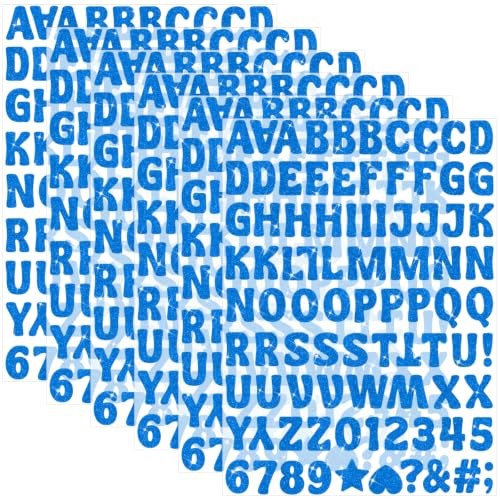 528 PCS Glitter Letter Stickers,6 Sheets 1 Inch Alphabet Stickers, Blue