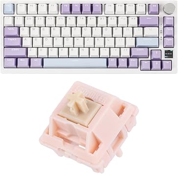 EPOMAKER Ajazz AK820 Pro 75% Mechanical Gaming Keyboard, Gasket-Mounted with TFT Smart Display & Knob, 82 Keys, Nude Rosa, Silent Switches, USB-C, 2.4GHz, RGB Backlighting