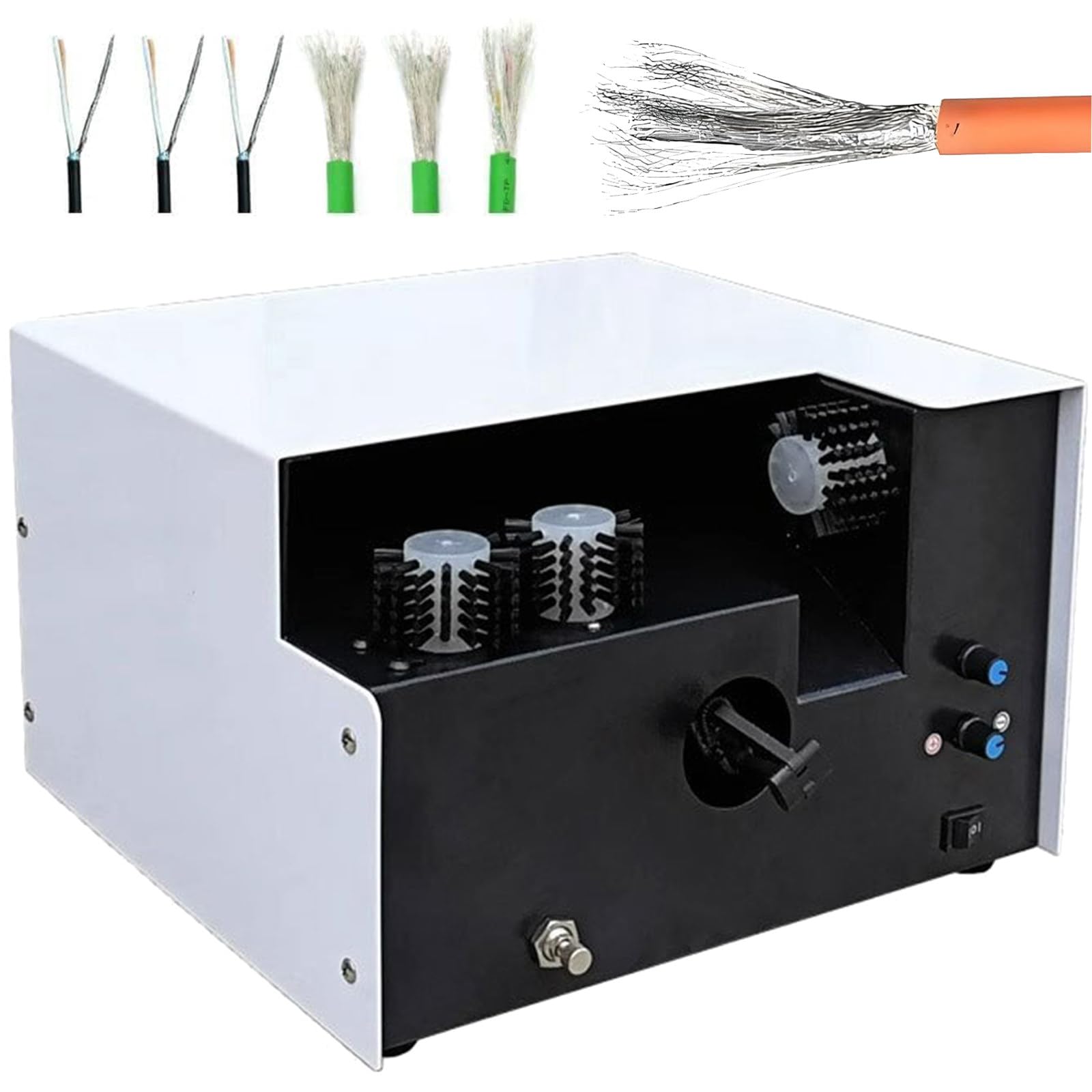 BITYCOW High-Speed Three-Brush Wire Twister, 5-60mm Adjustable Stripping Length, Automatic Control, Practical Tool for Daily Shield Braid Cable Processing Work