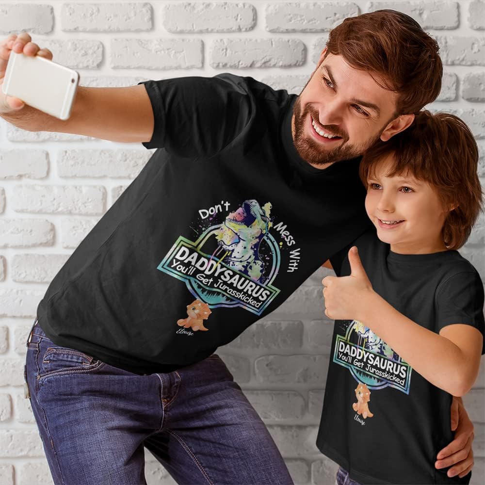 Gossby Custom Dad T-Shirt - Papasaurus - Custom Dad Gift from Kids with Designs, Names - Gift Fathers Day Husband from Wife