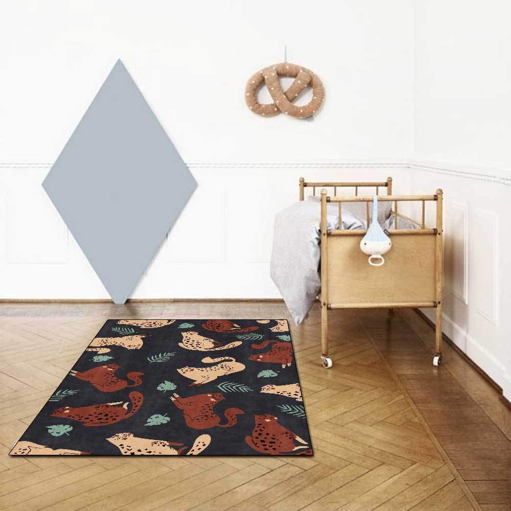 Tappeto Gattonamento neonato Gatto dei cartoni animati, Large for Living Room, Bedroom, Nursery,stanza bambini,-80x160cm