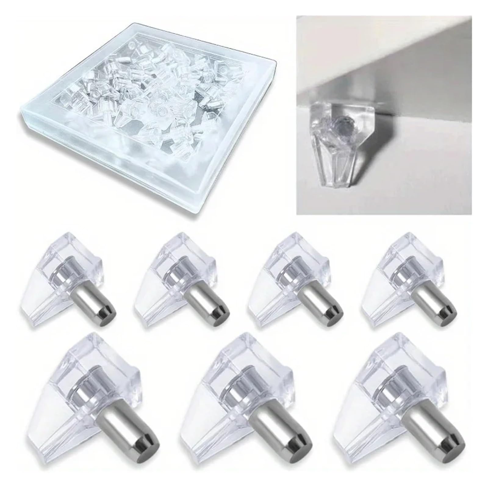50-500 Uds. Pasadores de soporte estante almacenamiento transparente for estantes gabinete clavijas fijas for organización Navidad(500PCS)