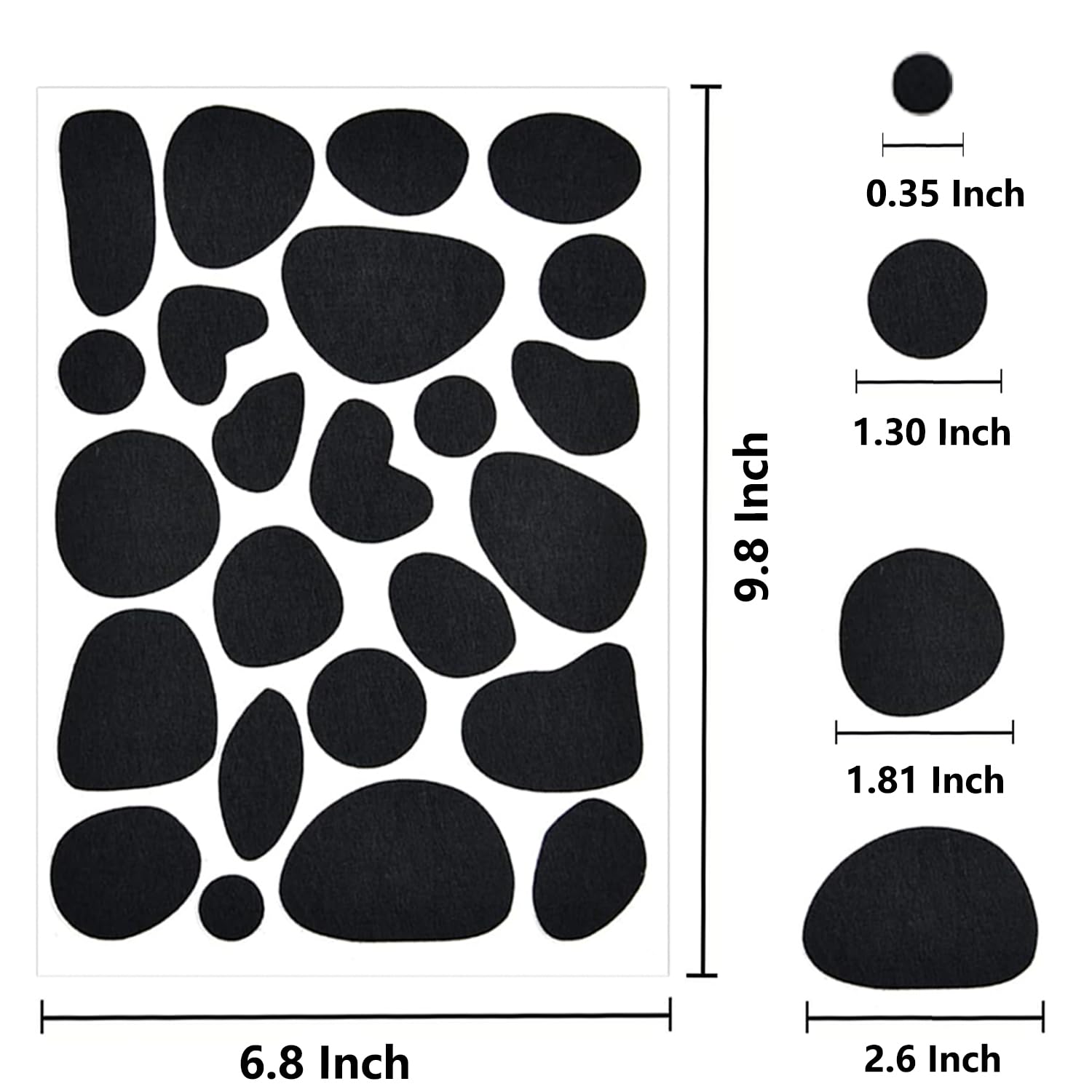 Apedoixy 10 Sheets Black Adhesive Felt Spots,Dalmatian Stickers,240 Pcs Black Felt Dots for Halloween,101st Day Dalmatian Costume,Holiday Decoration,DIY Craft Projects