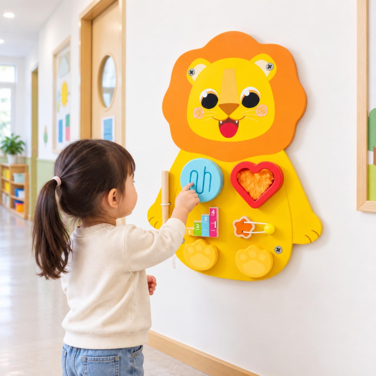 Perfeclan Tablero Actividas León para Pared Interactivo Panel Actividas con Bloques Numéricos con Colores Brillantes para Aula, Guarría
