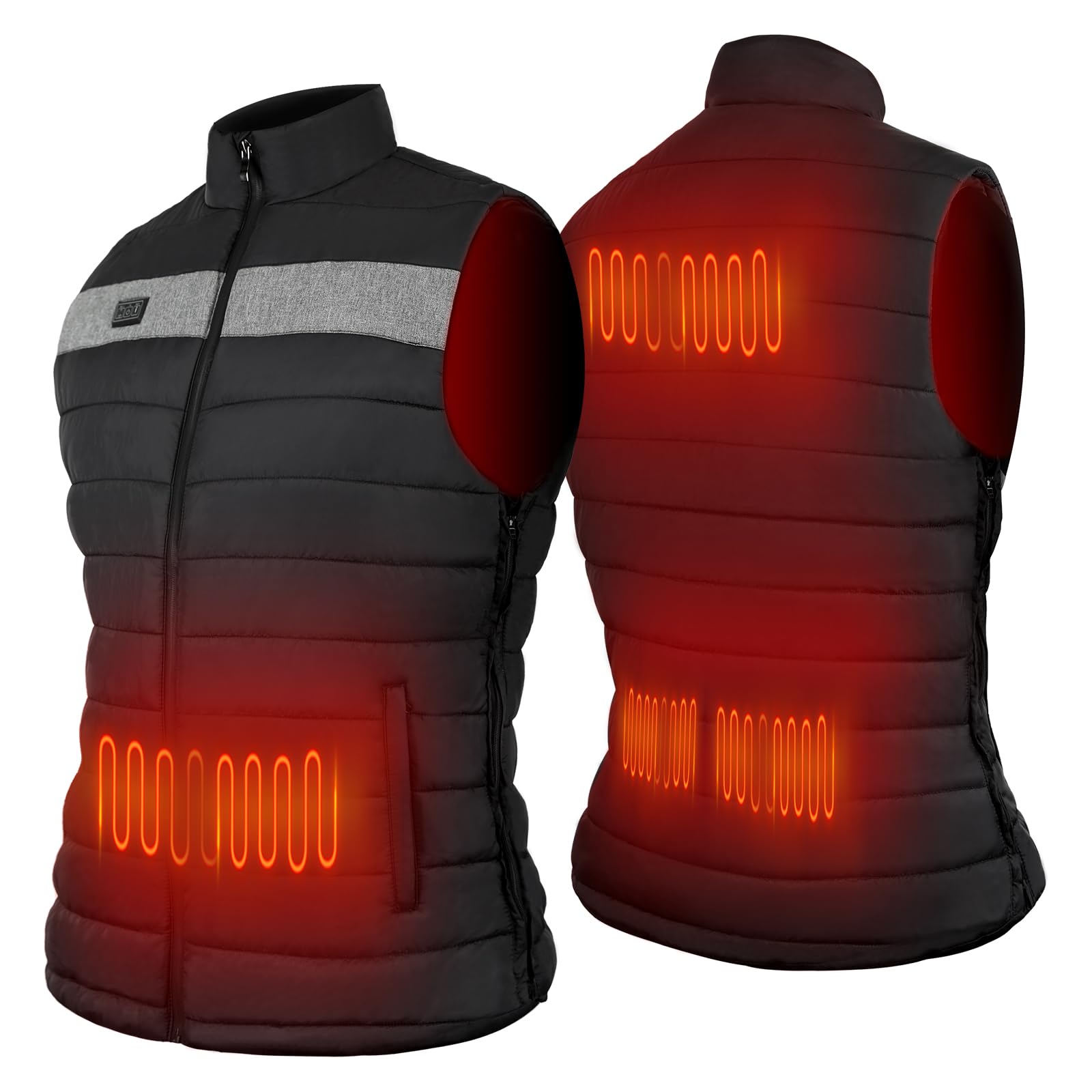 LuckyDayCLO LightWeight Heated Vest for Men Women 3 in 1 Smart Controller Size Adjustable Battery Not Included