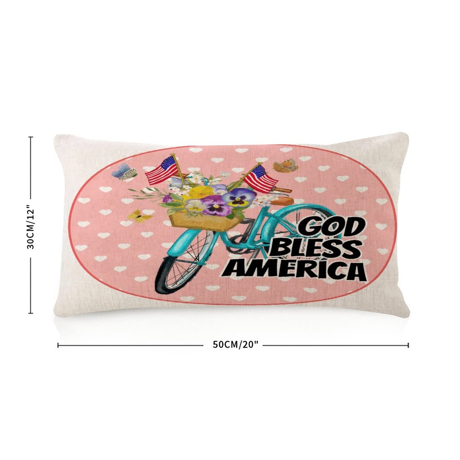 NABRAND Federa decorativa per cuscino, 30 x 50 cm, 4 luglio, God Bless America, decorazione primaverile