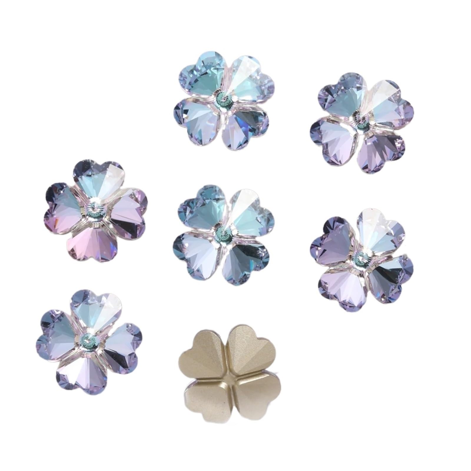 9 szt. 23 x 23 mm czterolistna koniczyna kształt szklane kamienie brokat kryształ strass błyszczący kolor stras dekoracja (Vitrail Light)