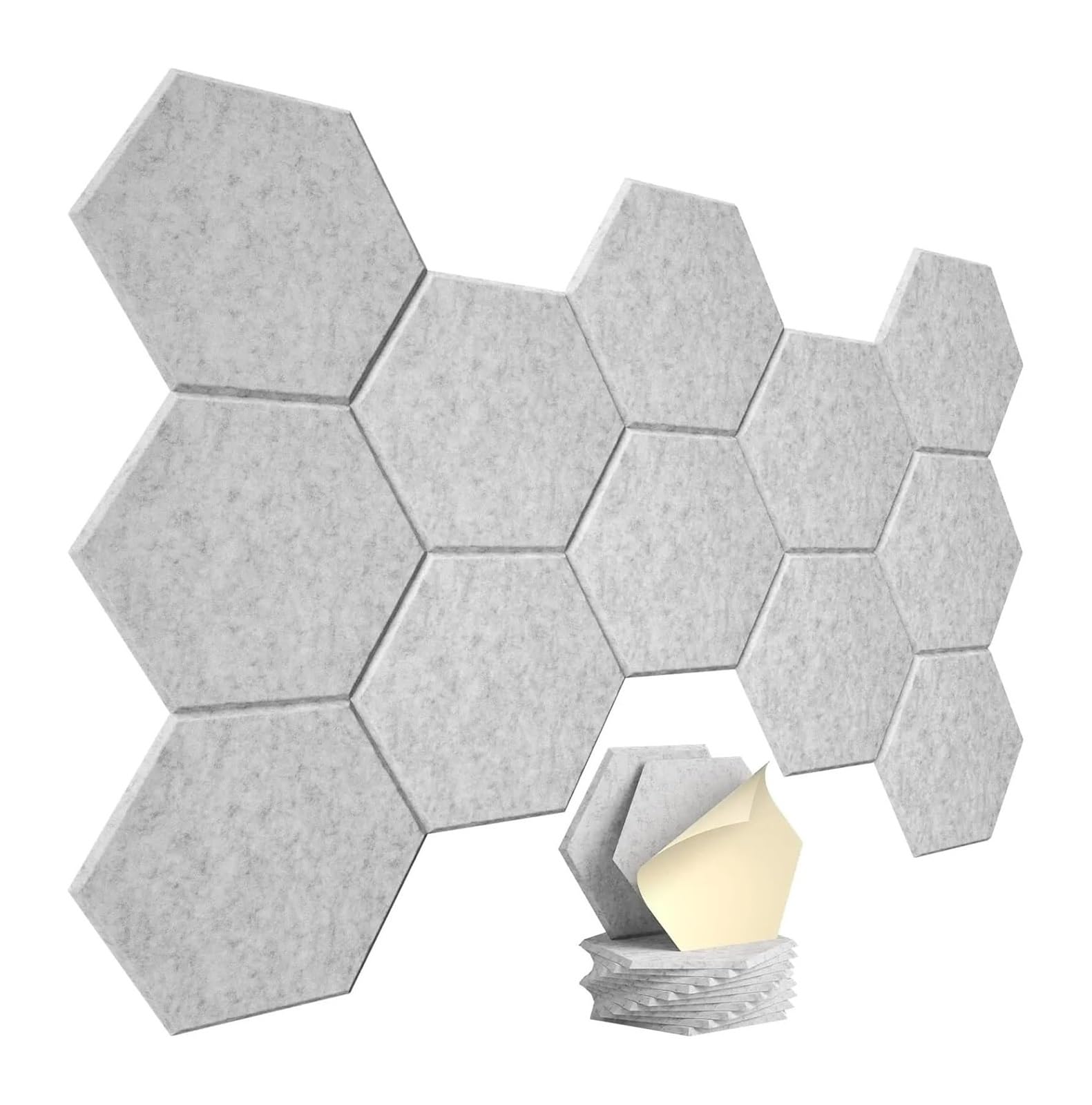 Panele dźwiękochłonne, Samoprzylepne dźwiękoszczelne panele piankowe sześciokątne Studio Office Home, wielokolorowe, 6/12 szt(Light gray,6pcs Hexagon)