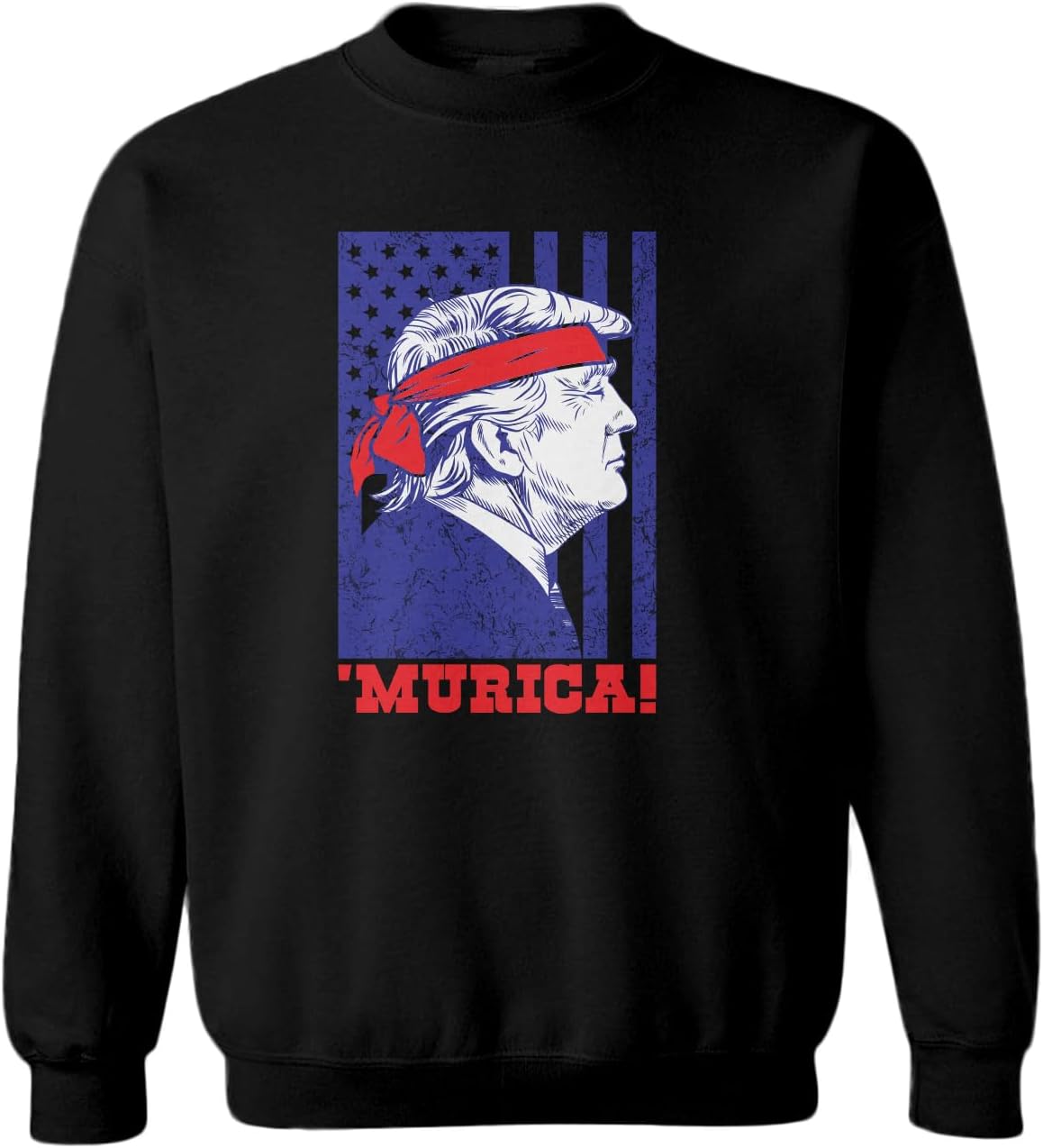 Tcombo Murica! - Trump American Flag Toddler Fleece Crewneck Sweater