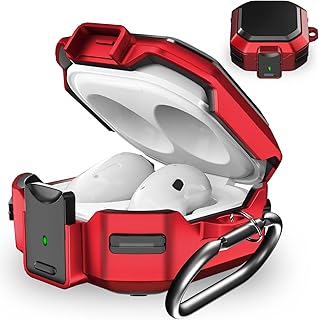 Galafoki Case for Samsung Galaxy Buds Pro 2 2022/Buds 2/Live/Pro/FE 2023 With Secure Lock, Keychain, Zipper Box, Brush - Red