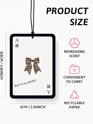 Miniatura 2 de Ambientador retro moderno de leopardo para automóvil, 4 piezas, lazo coqueta, estampado de guepardo, estrella de la suerte, 8 bolas, ambientador