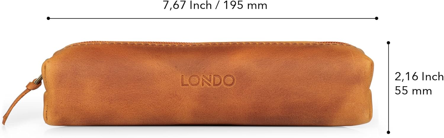 Londo Genuine Leather Zipper Pen, Pencil & Cosmetic Case - Image 6
