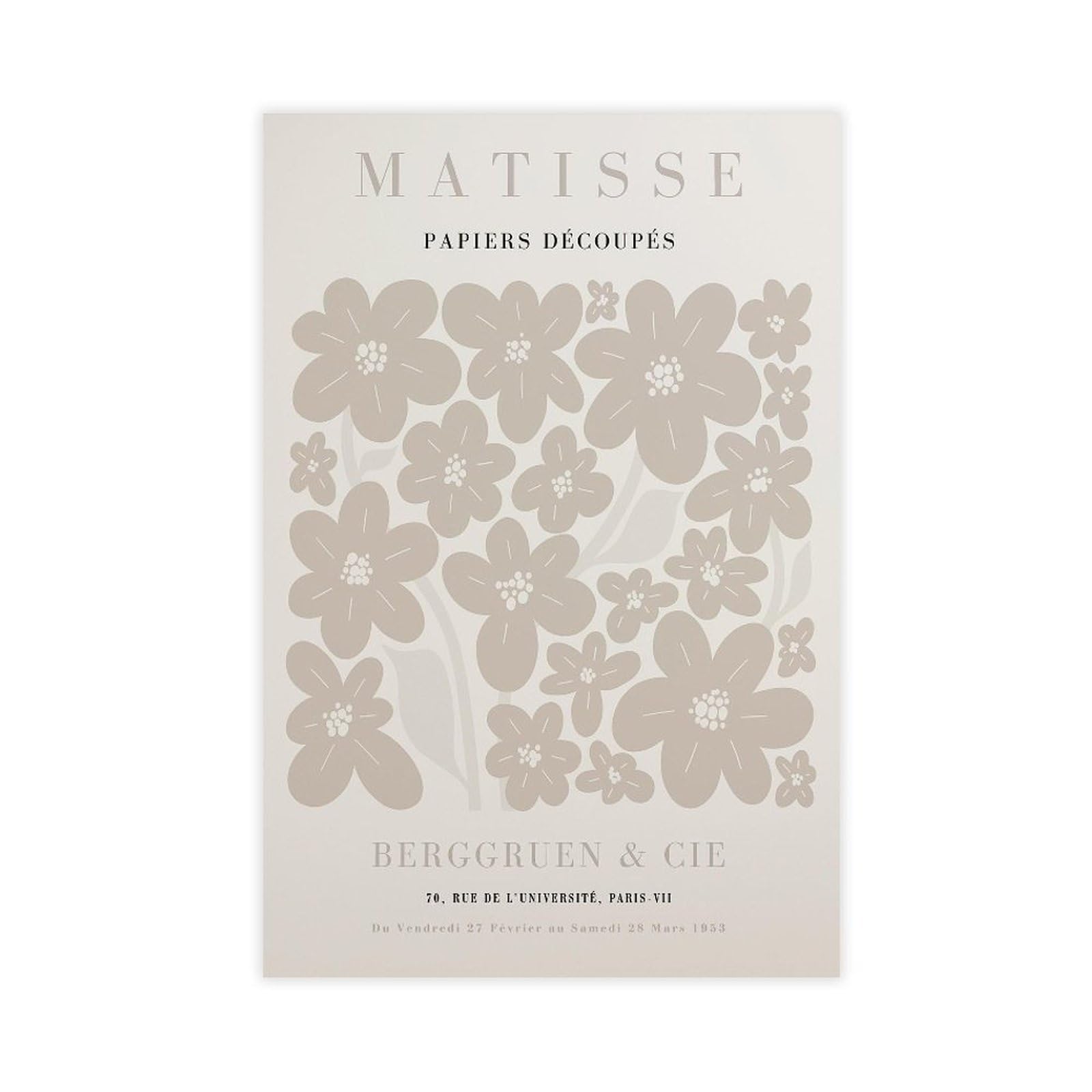HEYANM Beige Matisse Flower Market Print_ Framed Botanical Wall Art Canvas Poster Bedroom Office Room Decor Gift Unframe 12x18inch