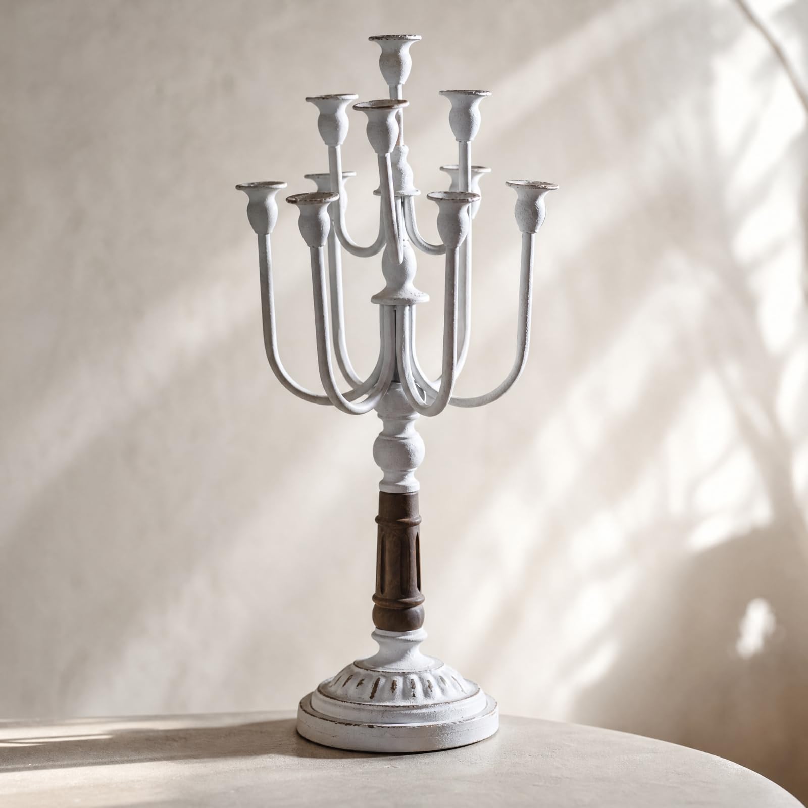 Candelabro con Base Redonda Decorativa Autoportante Candelabro Hierro Estable Portavelas para Cenas Románticas,