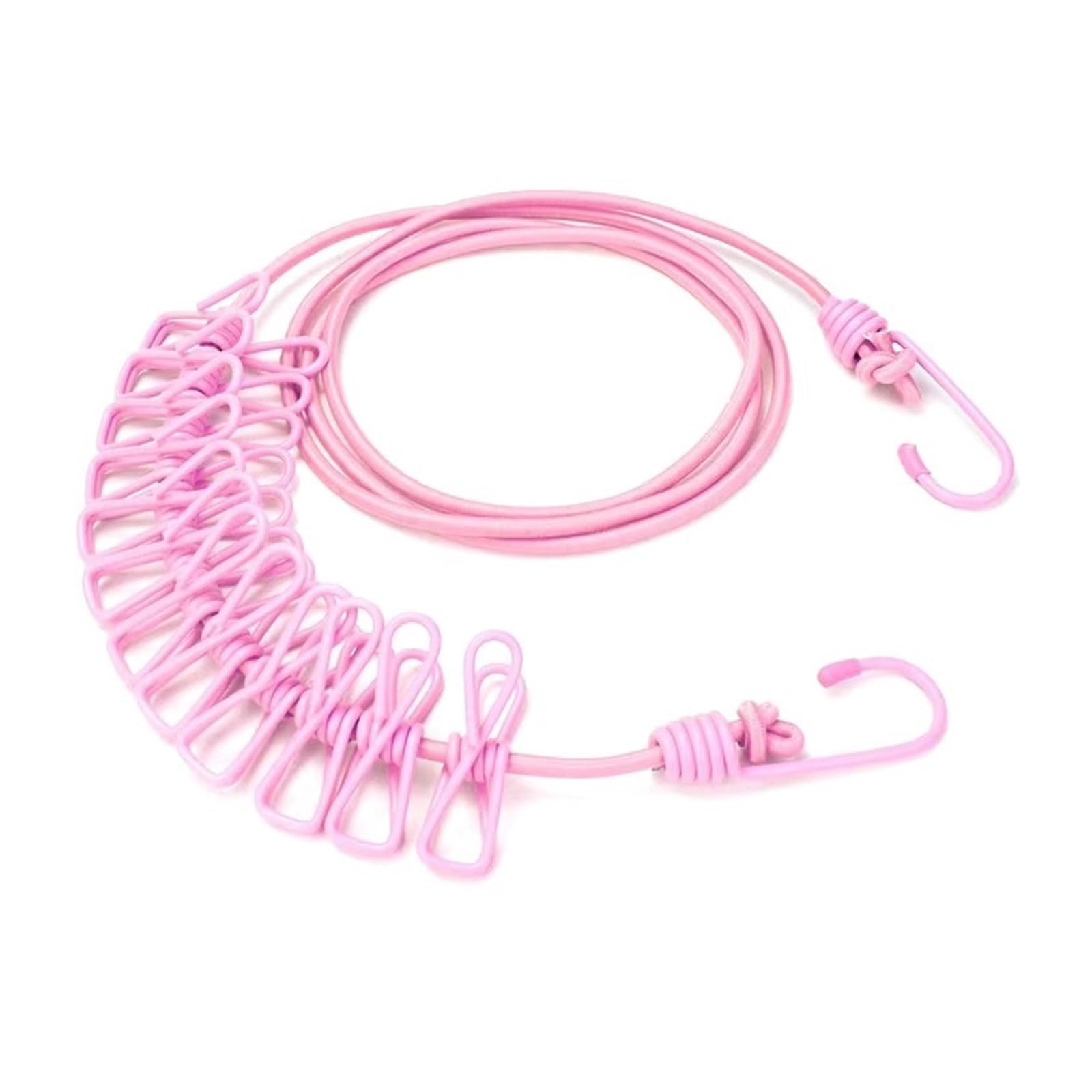 Portable Clothing Clothesline with Clips Retractable Laundry Dryer Clothes Rope Rack Cloth Hanging Line(Pink)
