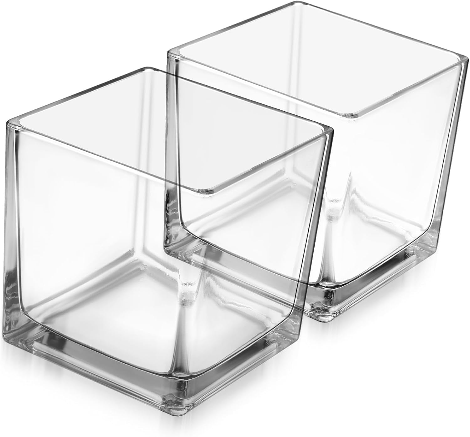 2pcs Glass Flower Vase Cube Plant Propagation Stations Terrarium Planter