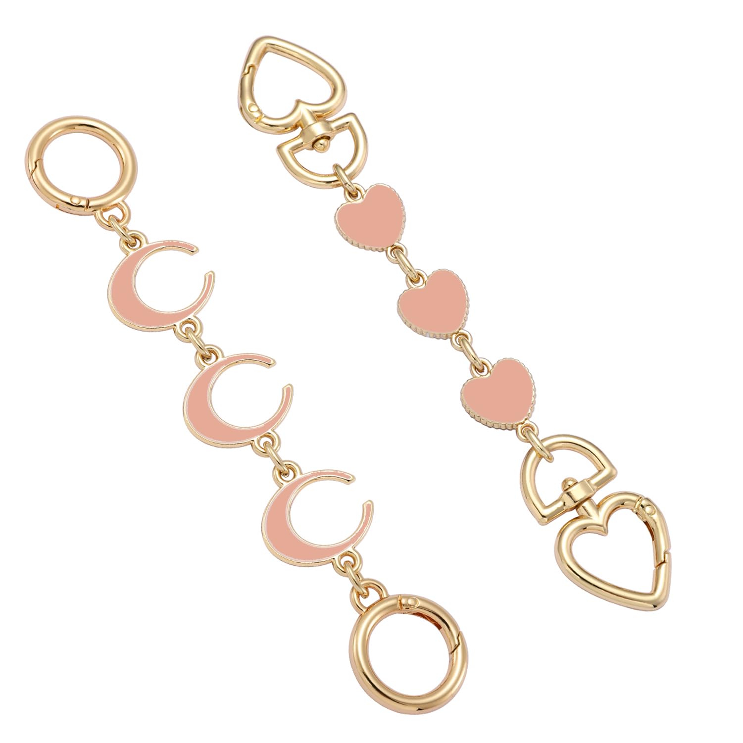 Anbys 2Pcs Bag Extender Chain Heart Moon Purse Extender Chain for Handbags Purse Strap Extender Pink Purse Charms