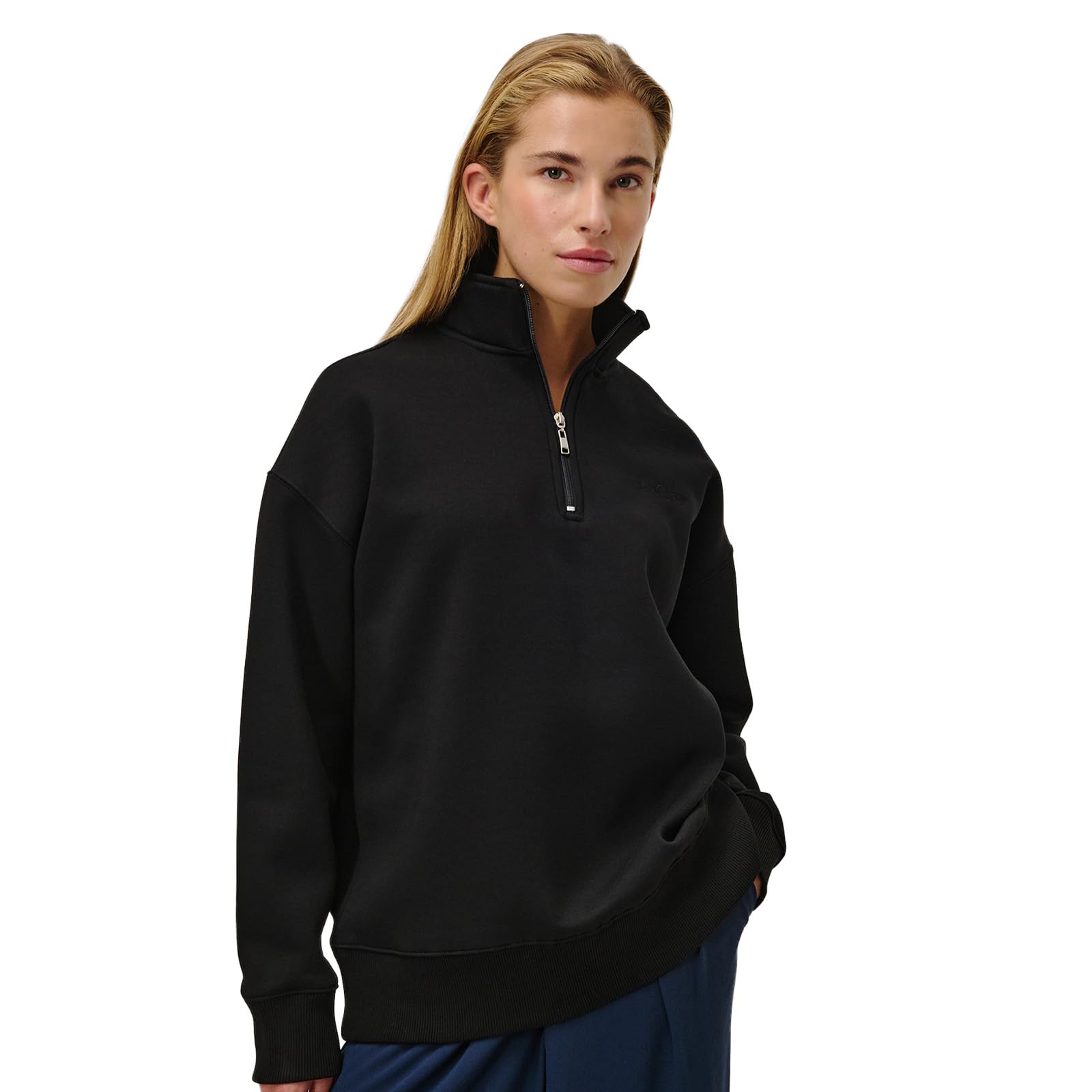 LeGer Jenny Sweater - Half Zip Pullover Damen mit Kragen - Oversized-Passform - Sweatshirt aus Baumwolle - Mode für Damen - by Lena Gercke - Gr. 34-58
