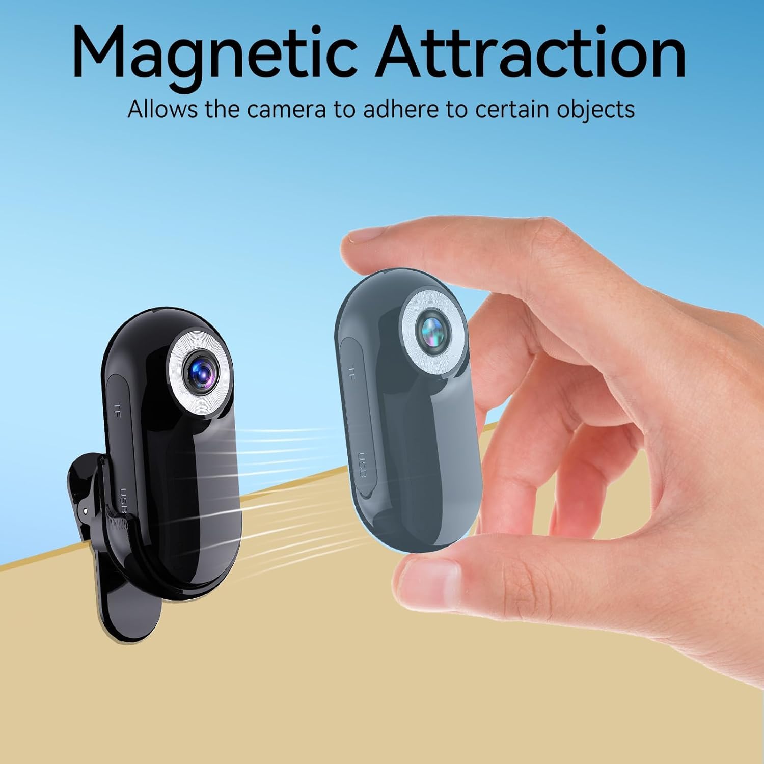 Xilecam Mini Action Cam 1080p Telecamera Animali Telecamere Nascoste da Esterno Body Cam e Accessori（Nero Opaco）