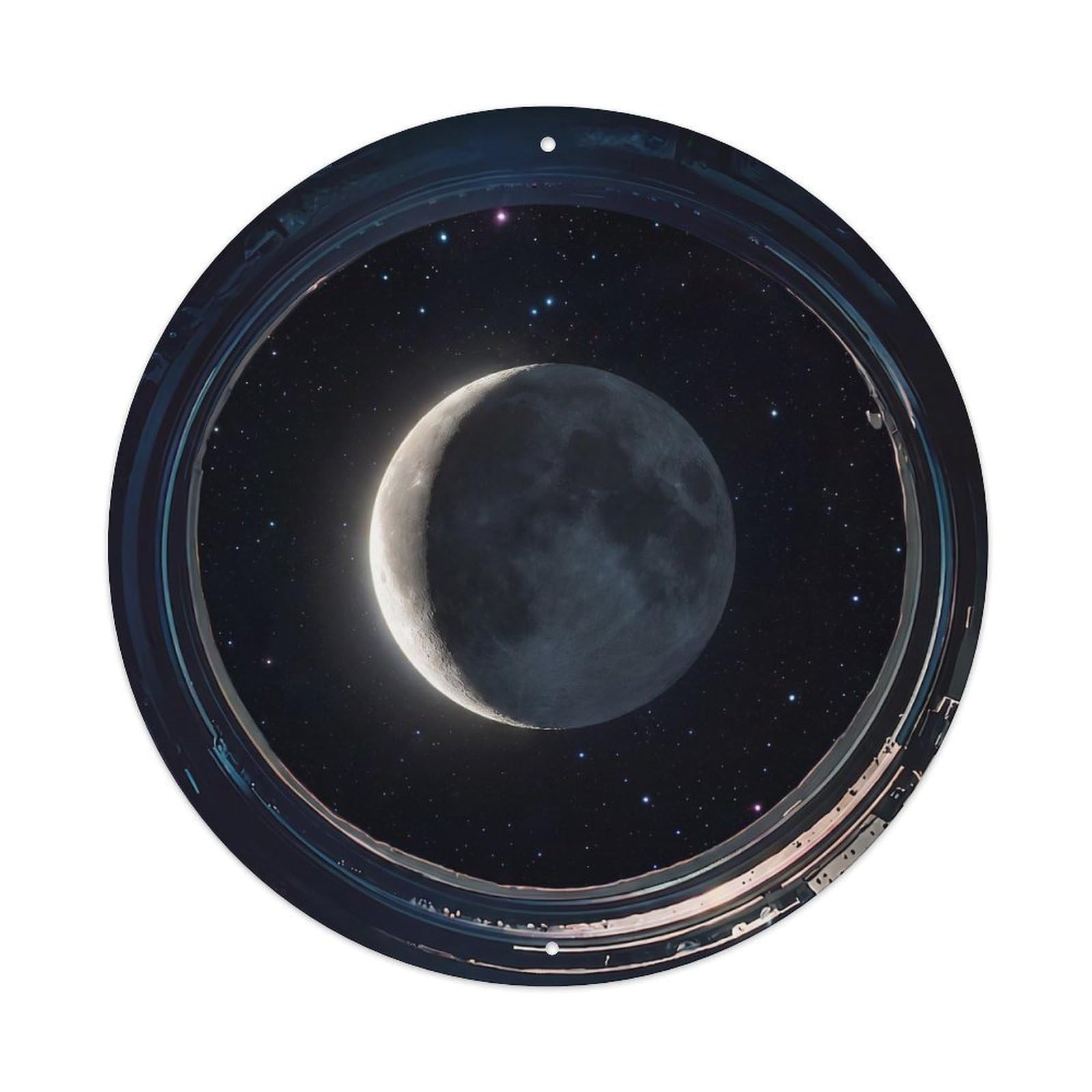 Moon Thin Crescent Earthshine Metal Tin Sign