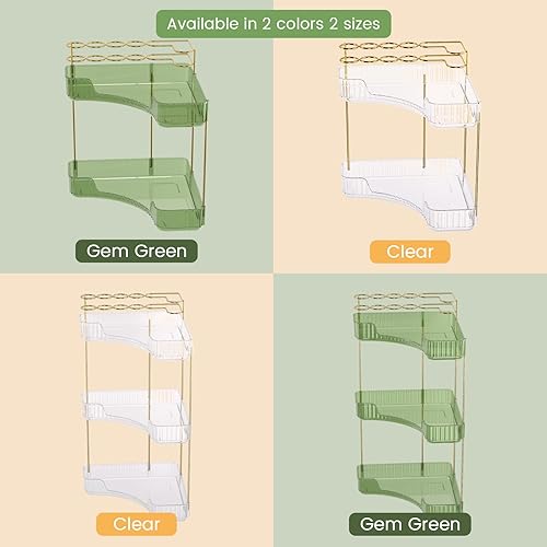 Miniatura 7 de NATURE'S SOURCE Organizador de maquillaje para tocador, organizador de baño de esquina de 3 niveles con soporte para brochas de maquillaje,