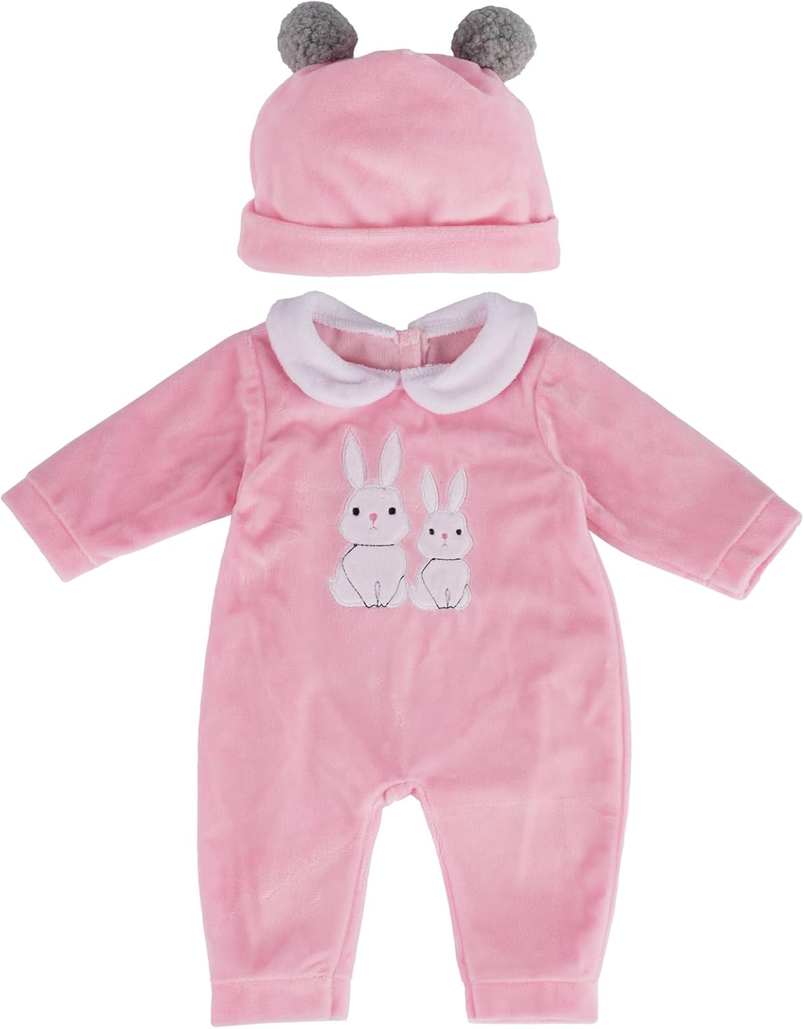 BABESIDE 2 Pcs Reborn Baby Doll Clothes with Hat for 17-22 Inch Babydolls, Cute Bunny Pattern Baby Dolls Outfits Doll Accessories fit Realistic Babydoll Girls, Pink