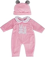 BABESIDE 2-Pc Pink Bunny Reborn Baby Doll Clothes with Hat - Fits 17-22 Inch Realistic Babydolls, Cute Outfit Set for Girls