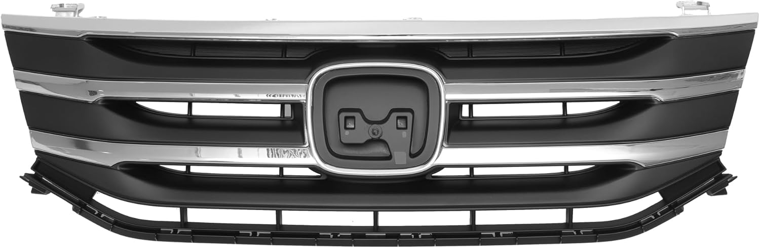 X AUTOHAUX Front Upper Hood Bumper Grille Grill for Honda Odyssey 2011 2012 2013 Front Upper Bumper Kidney Grille Grill Chrome Silver Tone