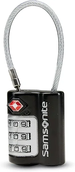 Samsonite Travel Sentry 3-dial Combination Cable Lock, Black, One Size