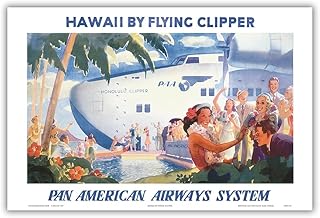 Hawaii by Flying Clipper - Boeing 314 - Pan American Airways - Vintage Airline Travel Poster by Paul George Lawler c.1940s - Master Art Print (Unframed) 12in x 18in