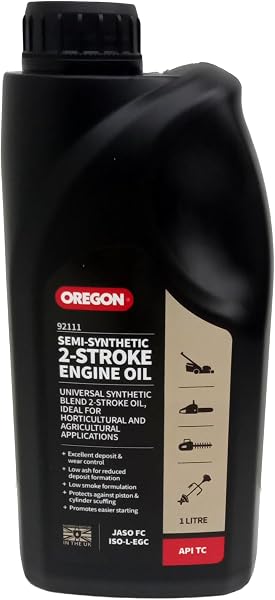 Oregon Semi Synthetic 2 Stroke Engine Oil, Suitable for All Two Stroke Engines including Lawnmowers, Chainsaws and Other Equipment, Lubricating Oil with Clean Burn Formula for Low Smoke Deposits, 1L - 1
