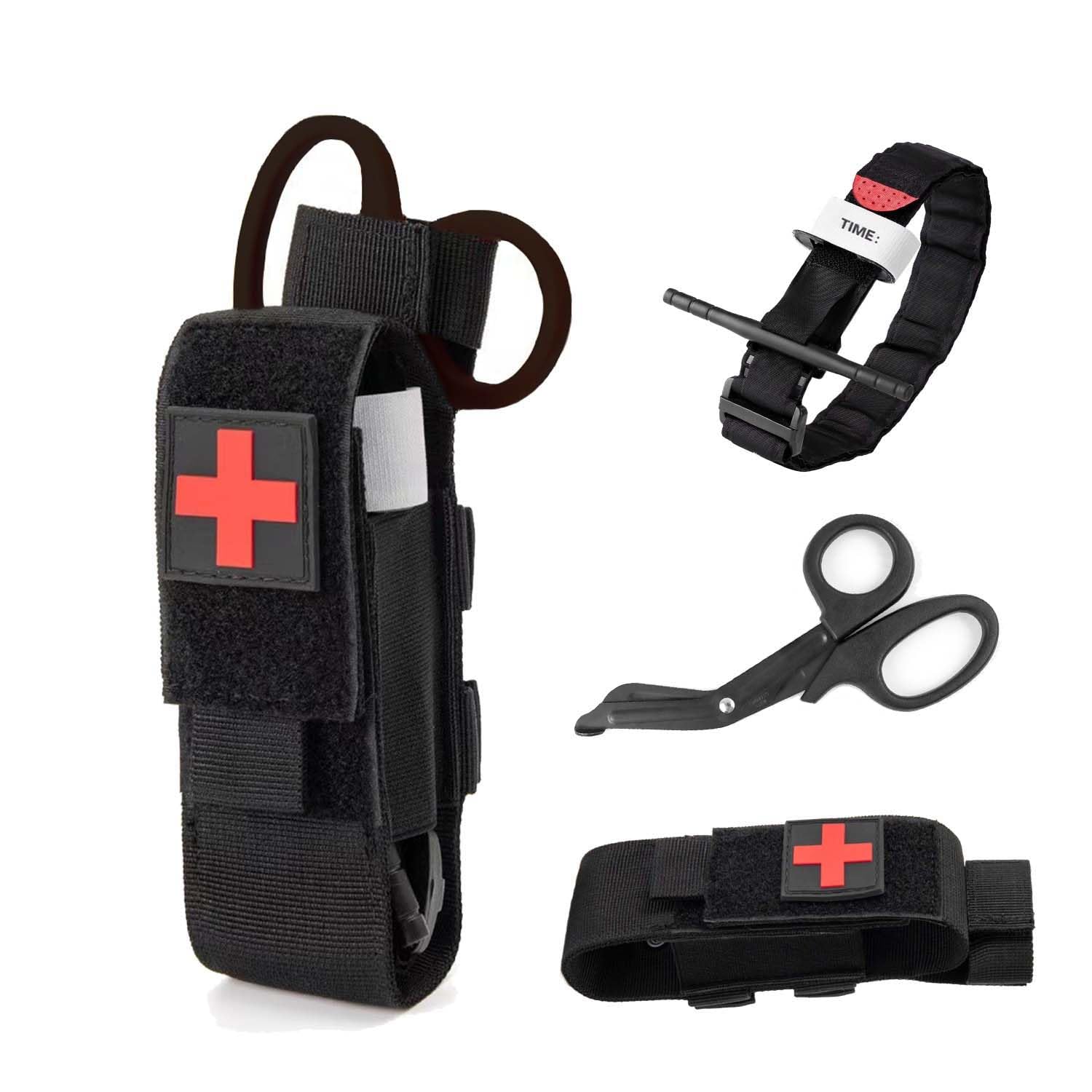 Bolsa Torniquete Molle Torniquete Táctica EMT Tijeras Medicas, Bolsa Torniquete Titular Táctico Militar para Torniquete y Tijeras Para Primeros Auxilios y Emergencias al Aire Libre
