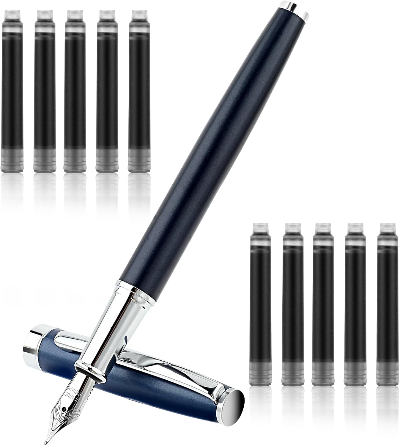 TIESOME Set di penne stilografiche in metallo, pennino fine da 0,5 mm, con 10 cartucce di inchiostro nero da 2,6 mm, penne calligrafiche di lusso, scrittura liscia, regalo per ufficio, scuola e lavoro TIESOME Set di penne stilografiche in metallo, pennino fine da 0,5 mm, con 10 cartucce di inchiostro nero da 2,6 mm, penne calligrafiche di lusso, scrittura liscia, regalo per ufficio, scuola e lavoro