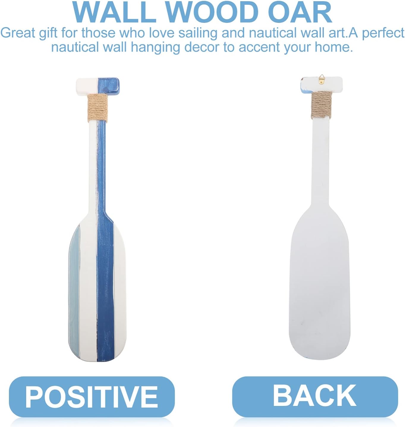 LIFKOME Nautical Wooden Double Oar Decors with Rope Nautical Oar Paddles Wall Decor Indoor Décor Beach House Paddle Decor Door Hanging Ornament Beach Theme Home Decoration